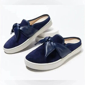 Spenco Orthotic Suede Bow Mules - Barbados - Navy